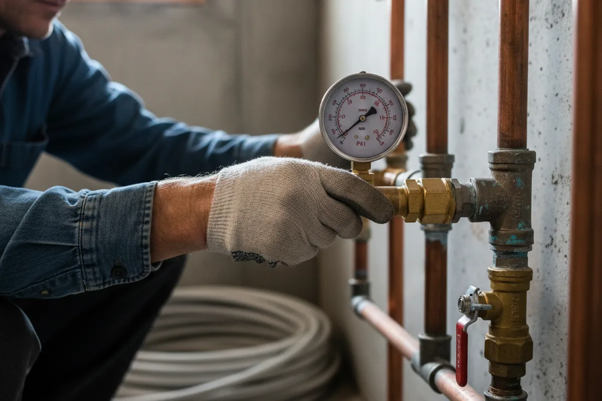 Pressure testing a repaired line during Water Line Repair in Albany